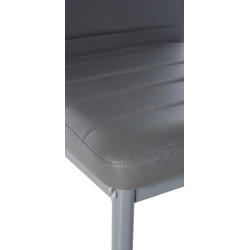 Juego de 4 sillas de comedor Mayfair, piel sintética gris
