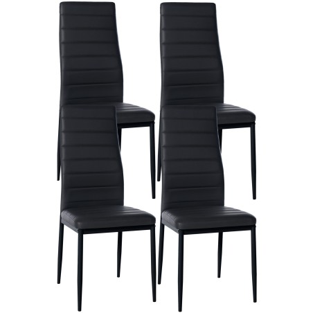 Juego de 4 sillas de comedor Mayfair, piel sintética negra
