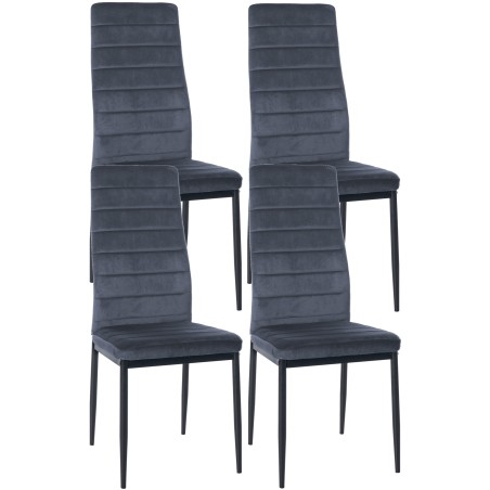 Juego de 4 sillas de comedor Mayfair de terciopelo en gris claro