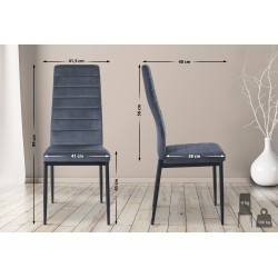 Juego de 4 sillas de comedor Mayfair de terciopelo en gris claro