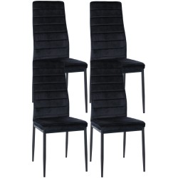 Juego de 4 sillas de comedor Mayfair de terciopelo negro
