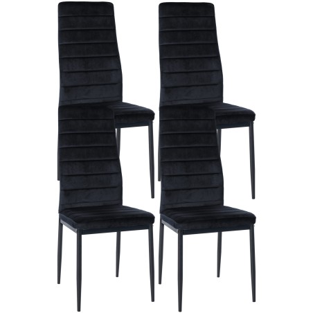 Juego de 4 sillas de comedor Mayfair de terciopelo negro