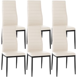 Juego de 6 sillas de comedor Mayfair, piel sintética, color crema