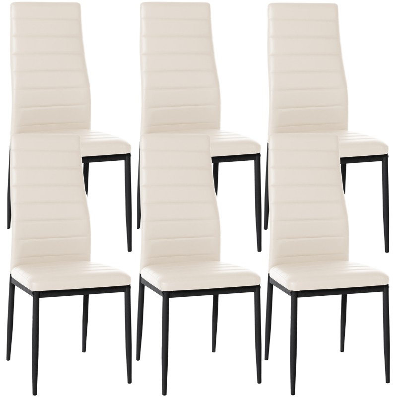 Juego de 6 sillas de comedor Mayfair, piel sintética, color crema