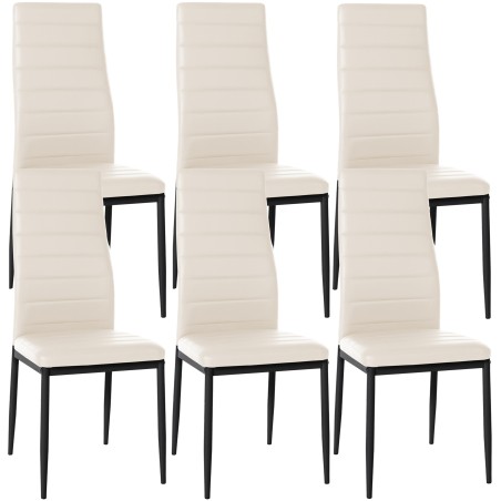 Juego de 6 sillas de comedor Mayfair, piel sintética, color crema