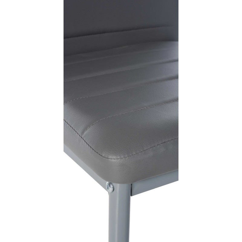 Juego de 6 sillas de comedor Mayfair, piel sintética gris