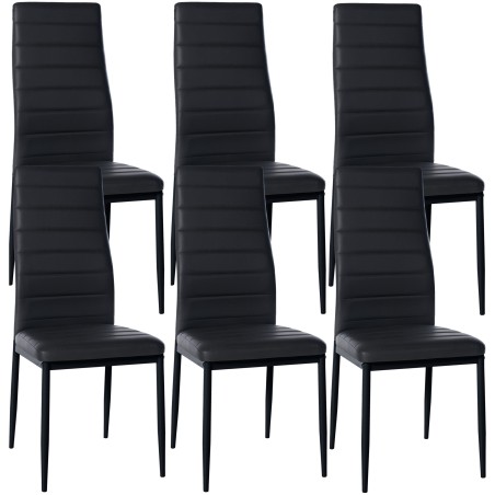 Juego de 6 sillas de comedor Mayfair, piel sintética negra