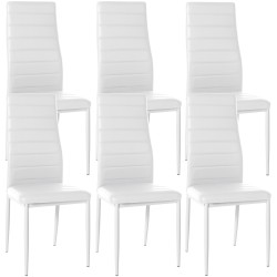 Juego de 6 sillas de comedor Mayfair, piel sintética blanca
