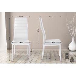 Juego de 6 sillas de comedor Mayfair, piel sintética blanca