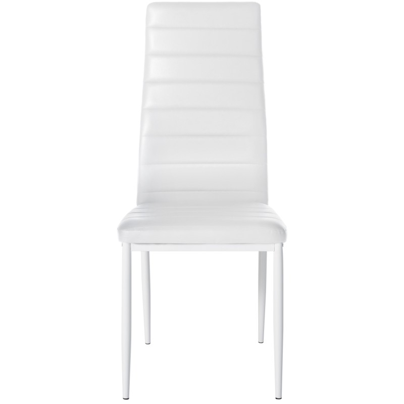 Juego de 6 sillas de comedor Mayfair, piel sintética blanca