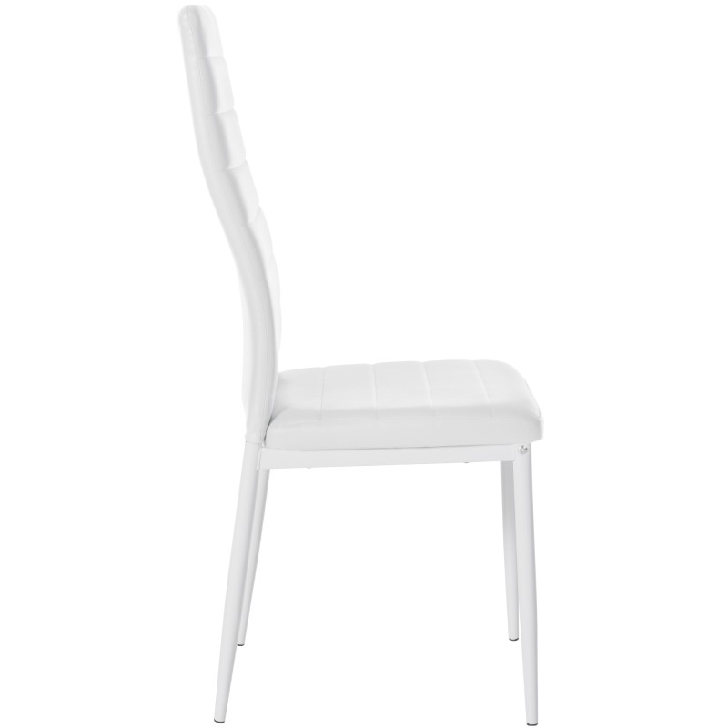 Juego de 6 sillas de comedor Mayfair, piel sintética blanca