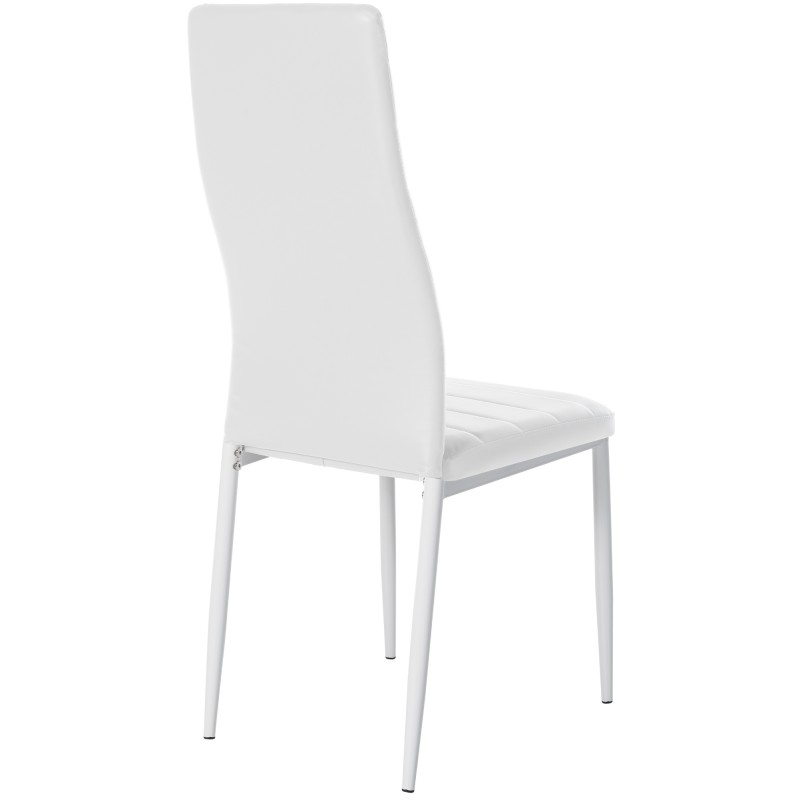 Juego de 6 sillas de comedor Mayfair, piel sintética blanca