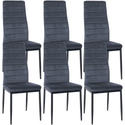 Juego de 6 sillas de comedor Mayfair en terciopelo gris claro