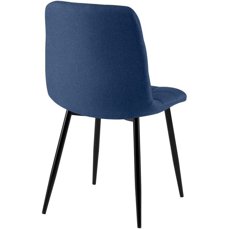 Juego de 4 sillas de comedor de tela azul Antibes