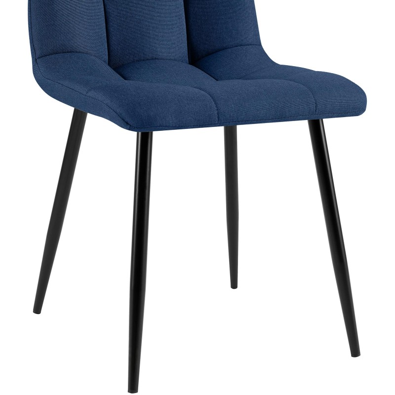 Juego de 4 sillas de comedor de tela azul Antibes