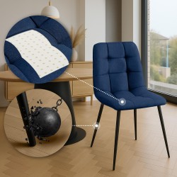 Juego de 4 sillas de comedor de tela azul Antibes