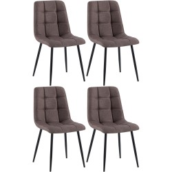 Juego de 4 sillas de comedor de tela marrón Antibes