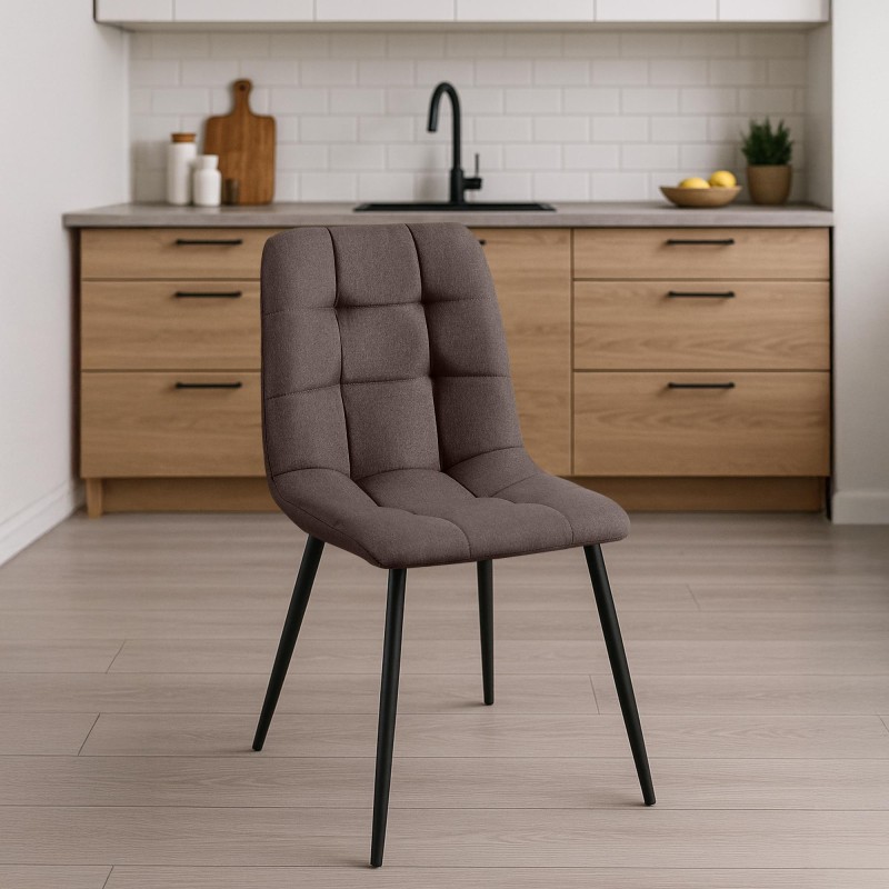Juego de 4 sillas de comedor de tela marrón Antibes