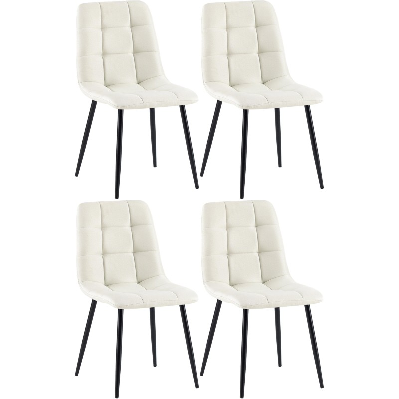 Juego de 4 sillas de comedor de tela color crema Antibes