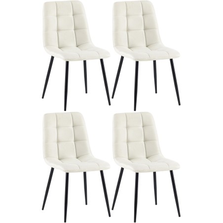 Juego de 4 sillas de comedor de tela color crema Antibes