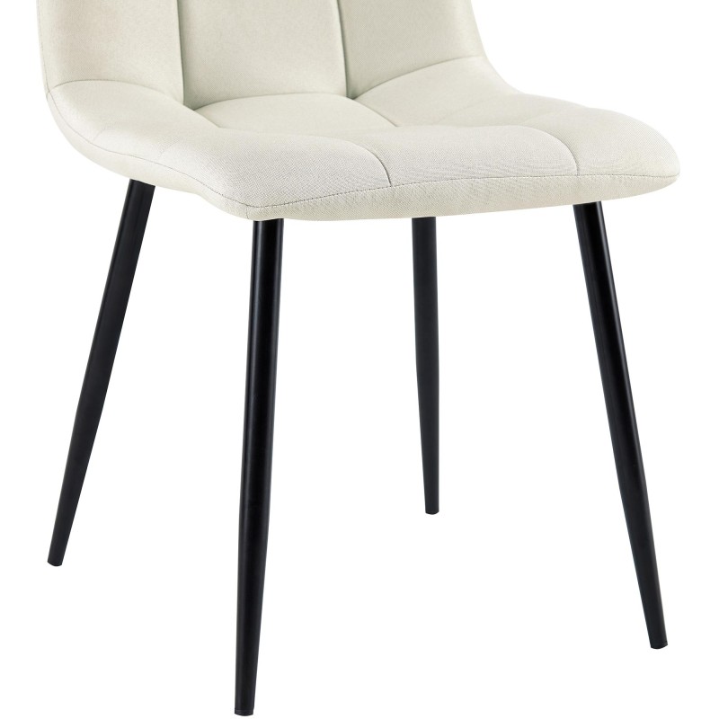 Juego de 4 sillas de comedor de tela color crema Antibes