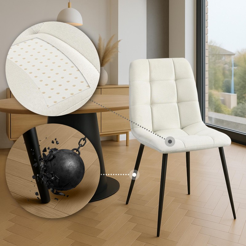 Juego de 4 sillas de comedor de tela color crema Antibes