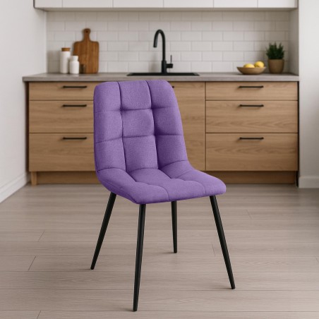 Juego de 4 sillas de comedor Antibes de tela morada