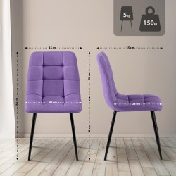 Juego de 4 sillas de comedor Antibes de tela morada