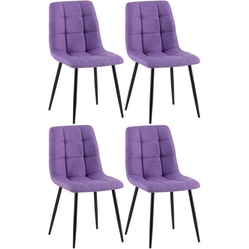 Juego de 4 sillas de comedor Antibes de tela morada