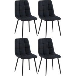 Juego de 4 sillas de comedor Antibes de tela negra