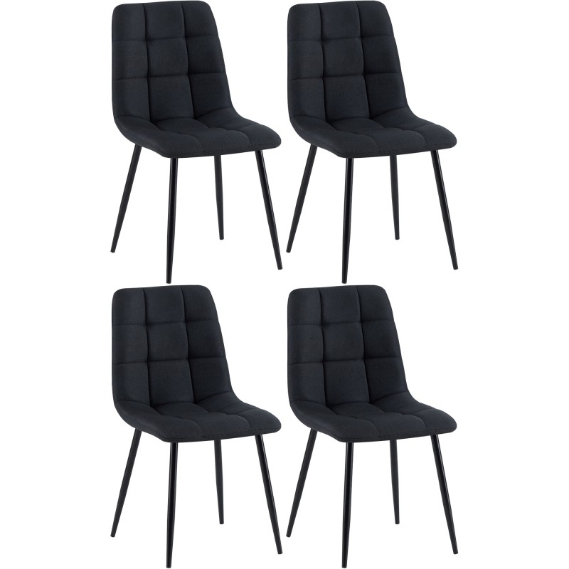 Juego de 4 sillas de comedor Antibes de tela negra