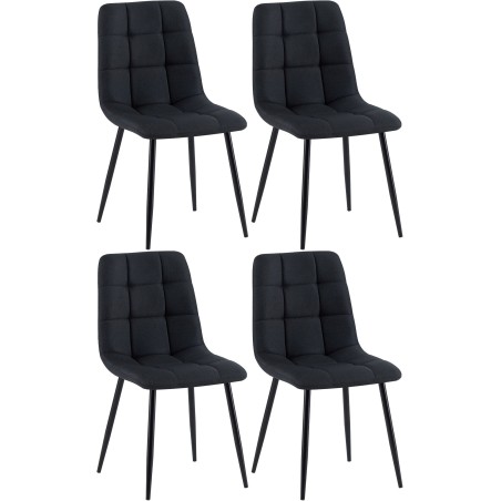 Juego de 4 sillas de comedor Antibes de tela negra