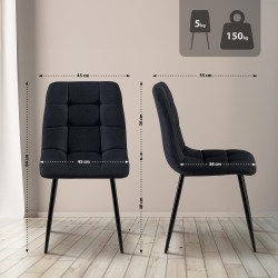 Juego de 4 sillas de comedor Antibes de tela negra