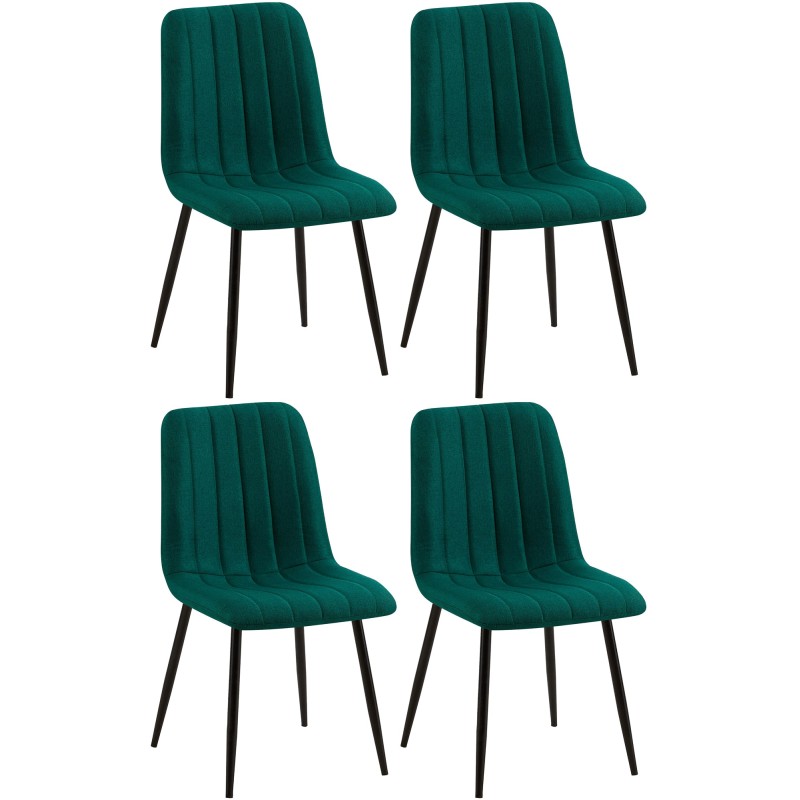 Conjunto de 4 sillas Dijon en tela verde oscuro Conjunto de 4 sillas Dijon en tela verde oscuro