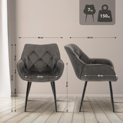 Silla Tanna en terciopelo antracita