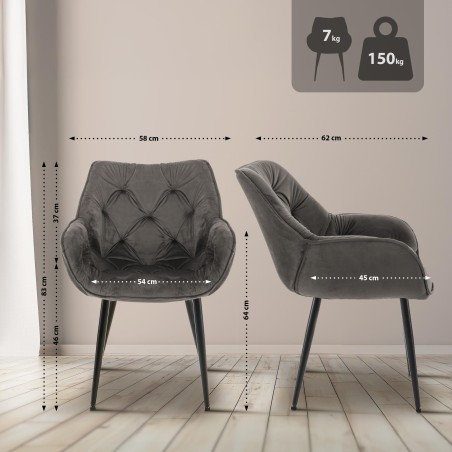 Silla Tanna en terciopelo antracita