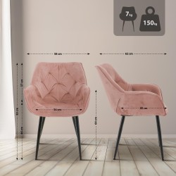 Silla Tanna en terciopelo rosa
