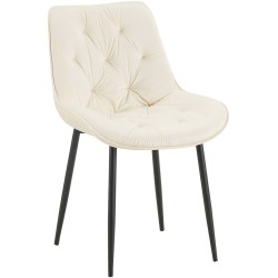 Silla de comedor Wallace de terciopelo color crema