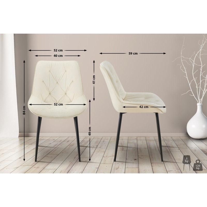 Silla de comedor Wallace de terciopelo color crema