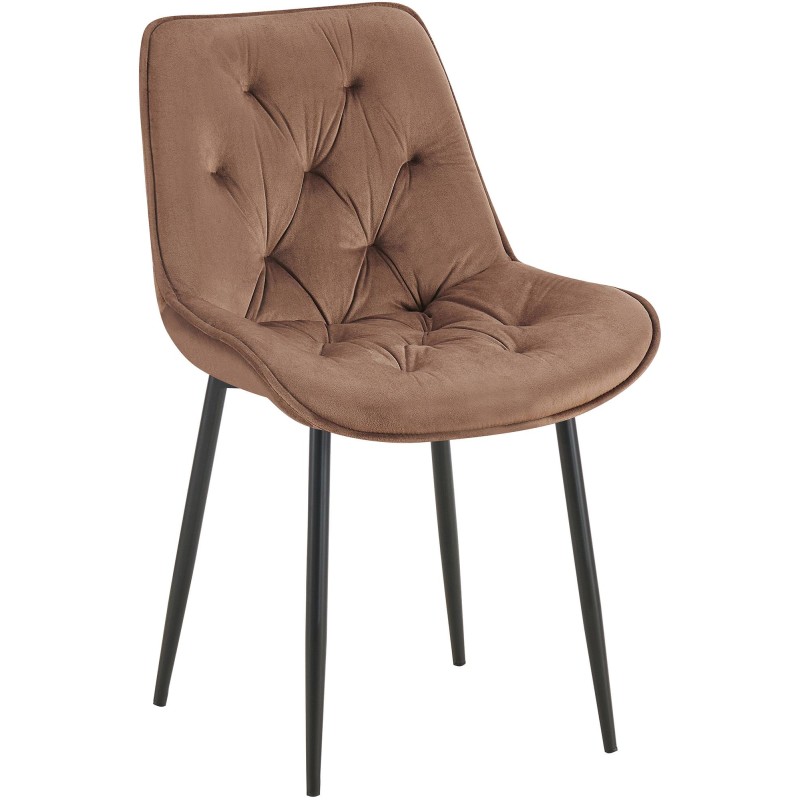Silla de comedor Wallace de terciopelo marrón