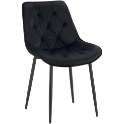 Silla de comedor Wallace de terciopelo negro