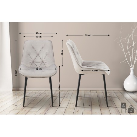 Silla de comedor Wallace en terciopelo gris