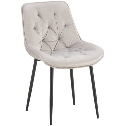 Silla de comedor Wallace en terciopelo gris