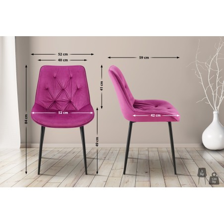 Silla de comedor Wallace de terciopelo morado