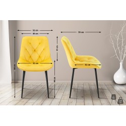 Silla de comedor Wallace en terciopelo amarillo