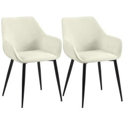 Juego de 2 sillas de comedor Vessa en tela color crema