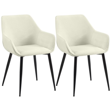 Juego de 2 sillas de comedor Vessa en tela color crema