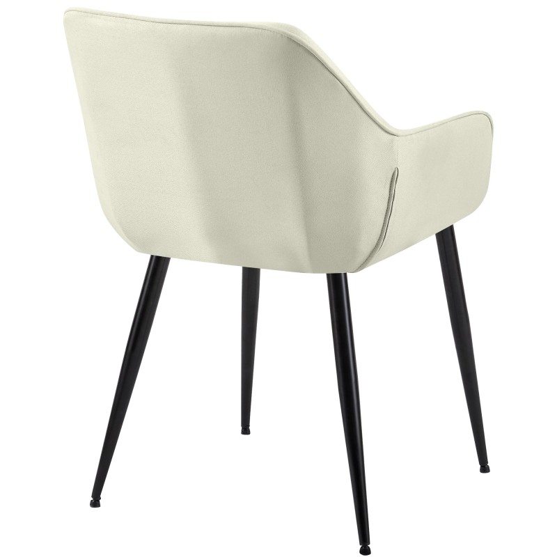 Juego de 2 sillas de comedor Vessa en tela color crema