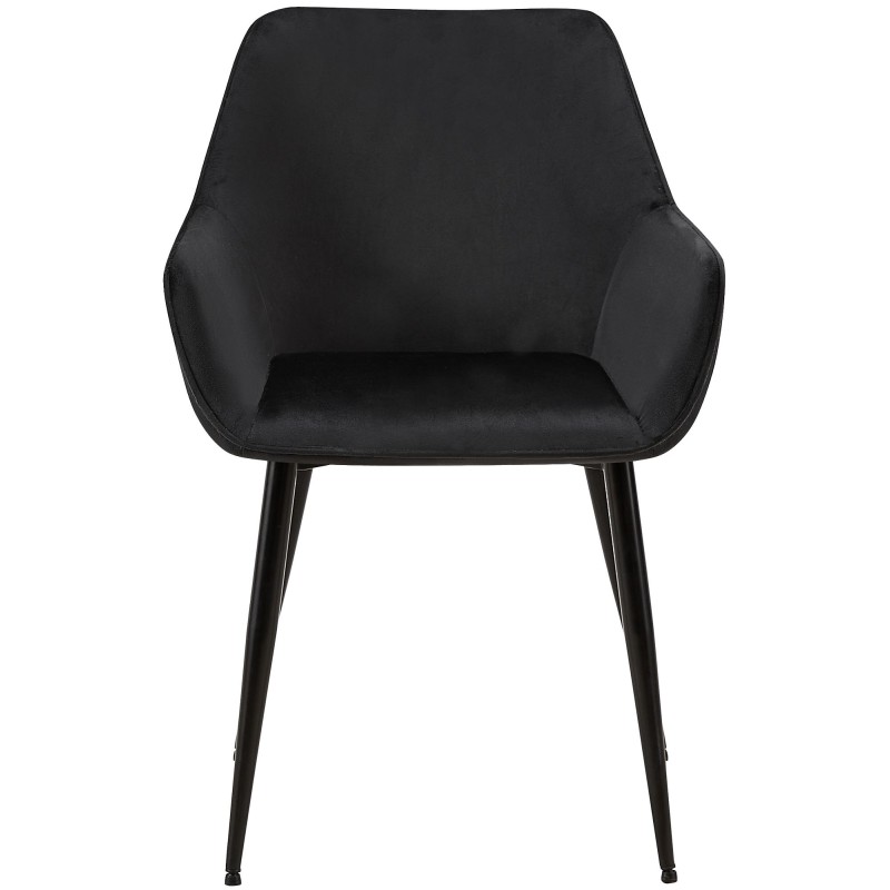 Juego de 2 sillas de comedor Vessa en terciopelo negro