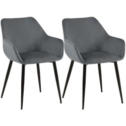 Juego de 2 sillas de comedor Vessa en terciopelo gris oscuro